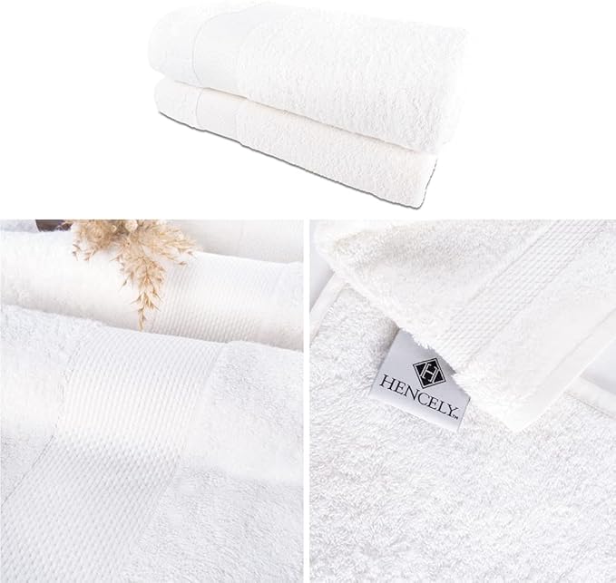 Hencely Bath Sheet Set of 2 - (35x64 Inches) - Luxury Extra Large Oversized Towels, 100% Cotton - Quick Dry, Highly Absorbent, Super Soft - Ideal for Spa, Hotel, Bathroom - (Bath Sheets 2 Pack, White)
