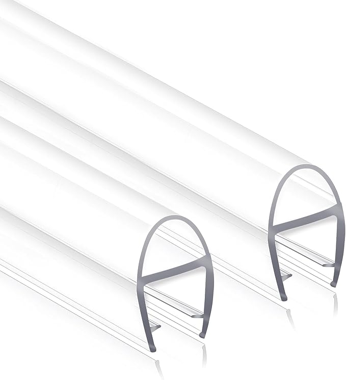 Shower Door Seal Strip, 2 Pack*78" L U-Shape Shower Door Side Seal Bottom Seal Door Sweep for 5/16" (8mm) Thick Glass, Ultra-Clear Polycarbonate Strip Water Barrier