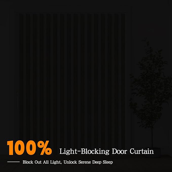 Accordian Door Curtain, 100% Blackout Folding Magnetic Doorway Curtains,Linen Style Closet Doors,for Room Divider,Privacy Protection（W72 x L78,Off White,1 Panel）