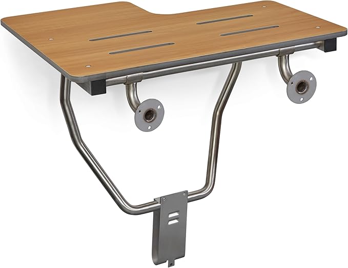 Seachrome 28" x 22.5” Teak Reversible Folding Transfer Tub/Shower Seat, ADA Compliant