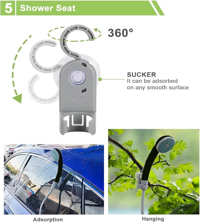 Portable Outdoor Shower Pump Camping Shower Pump Rechargeable LED IPX8 Waterproof for Indoor Outdoor Camping Hiking Motorbikes Travel Shower Car Pet Cleaning
