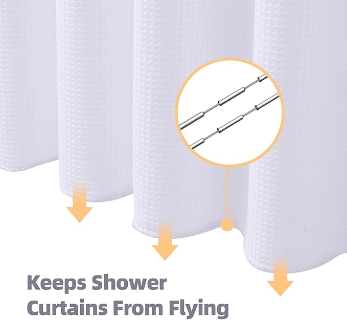 LaCyan 3 in 1 Waterproof Waffle Weave Shower Curtain and Clear Liner Set with 6 Stainless Steel Hooks Double Sided for Bathroom 72 Inches Heavy Duty Polyester Fabric Shower Curtains 36x72