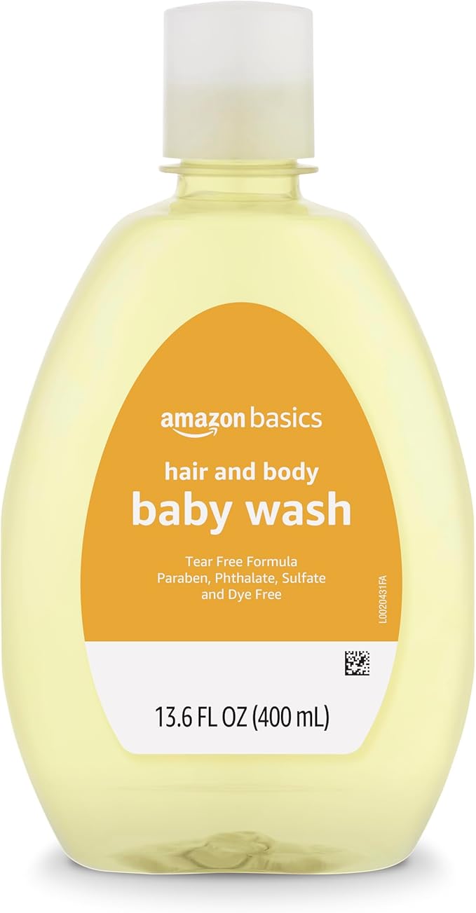 Amazon Basics Tear-Free Baby Hair and Body Wash, Lightly scented, 13.6 Fluid Ounce, 1-Pack