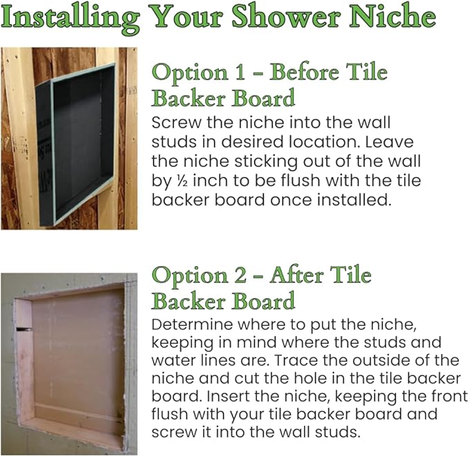 Shower Niche Insert Tile Ready, Recessed Wall Niche, Shower Inserts Kit for Bathroom Wall, Recessed Shelf Insert, Lightweight, Grid Surface for Easy Tile Application, Small Rectangle, 14x8 Inches
