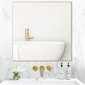 30x30 Inch Gold Bathroom Mirror, Copper-Free Mirror, Aluminum Alloy Frame Vanity Mirror, Rectangle Wall Mounted Mirror, Modern Mirror for Bedroom/Living Room/Porch Horizontal or Vertical