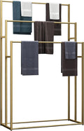 3 Tier Standing Towel Rack - Extra Wide Large Bathroom Towel Stand, Heavy-Duty Metal Towel Drying Rack for Poolside (Golden)