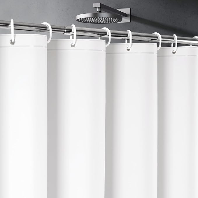 UFRIDAY Extra Long Shower Curtain Liner Premium PEVA 72 x84 inch,Heavy Duty Shower Curtain with 3 Weighted Magnets, Plastic Waterproof Bath Curtains with 12 Hooks