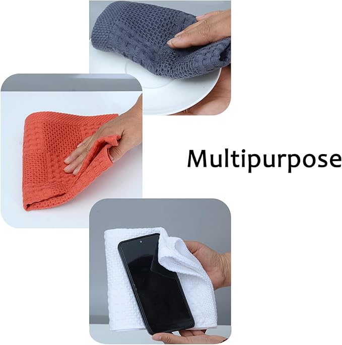 Waffle Weave Cotton Washing Cloth Ultra Soft and Absorbent Washcloths for Bathroom Kitchen and Gym Natural Cotton (1, Grey)