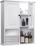 HAIOOU Bathroom Wall Cabinet with Motion Sensor LED Light, Wooden Medicine Cabinet Wall Mounted Cupboard, Over Toilet Storage Cabinet with Buffering Hinges and Adjustable Shelf - Modern White