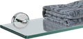 JQK Bathroom Glass Shelf Chrome, Tempered Glass Shower Storage 12 by 5 inches, 304 Stainless Steel Polished Chrome Wall Mount, TGS101L12-CH