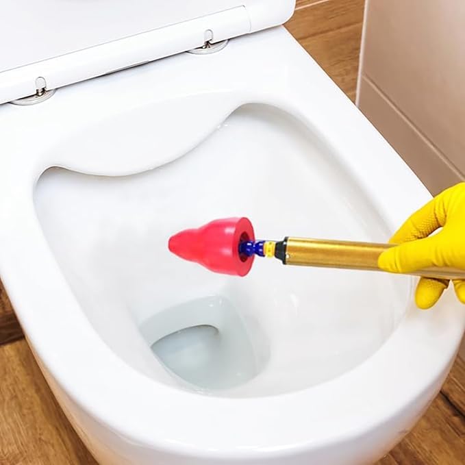 Heavy Duty Air Pressure Drain Tool For Clogged Toilets Plunger Sinks Drains Clog Remover Ergonomic Grip Flexible Rubber Pipe