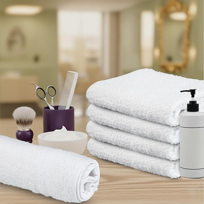 Hand Towels (Pack of 24) White Economy Towels Salon Towels - 100% Cotton Spa Towel – 16 x 27 Inches Highly Absorbable, Facial, Gym, Hair, Face Towel Bulk