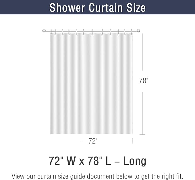Gibelle Long Shower Curtain 72 x 78, Tall Blue Ombre Shower Curtain for Bathroom, Waffle Weave Fabric Shower Curtain Set with Hooks, Water Repellent, Machine Washable