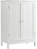 Tangkula Bathroom Floor Cabinet, Freestanding Storage Cabinet with Double Doors and Shelf, Modern Home Furniture, Wooden Home Organizer for Living Room, Bathroom Cabinet, White