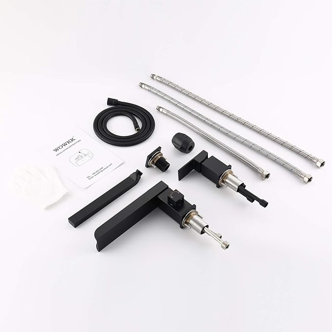 Waterfall Roman Tub Faucets Deck Mount Black Bathtub Faucets Brass Tub Filler Bathroom Faucets with Hand Shower
