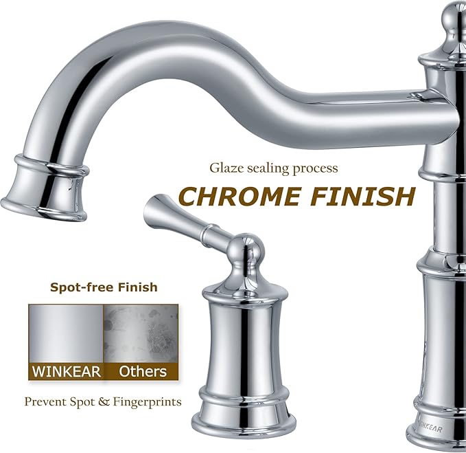 Roman Bathtub Faucet Deck Mount Tub Faucet for Bathroom Widespread Elegant Classic Spout with 3 Holes 2 Handle Valve Cartridge Included, Chrome