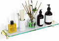 Glass Shelves for Bathroom,16-Inch Brushed Gold Floating Bathroom Shelf Stainless Steel Tempered Glass Shelf Modern Shelves Wall Mounted