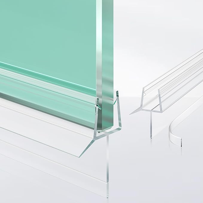2-Pack Frameless Shower Door Bottom Seal (3/8" X 39") Clear Glass Seal Strip Shower Door Sweep - Stop Shower Leaks