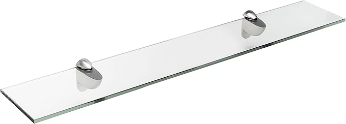 Spancraft Glass H-12x30-Brushed Steel Heron Glass Shelf, Brushed Steel, 12" x 30"