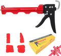 Drip-free Caulking Gun Ratchet Rod Caulk Gun Applicator 15:1 Thrust Ratio Labor-saving Lightweight Nylon Frame Cartridge Gun Fits 10oz/310ml Standard Caulk Tubes with Silicone Finishing Tools