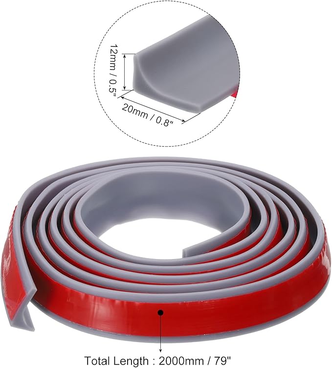 uxcell 78 Inch Collapsible Shower Barrier Stopper Water Splash Guard Blocker 79"Lx0.8"Wx0.5"H for Bathroom Kitchen Wet and Dry Separation, Gray