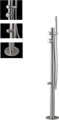 Wayime 43" Free-Standing Brushed Stainless Steel 304 Outdoor Shower Without Showerhead with DOE Certificate