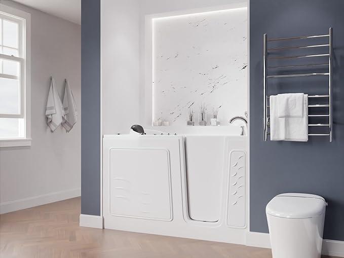 ANZZI Walk-in Tub 30" x 60" Whirlpool & Air Massage Acrylic Right Drain Quick Fill Chromatherapy, Aromatherapy, 32 Jets, ADA Seat, Fast Drain, Heater, Grab Bar, Hand Shower | AMZ3060WIRWD