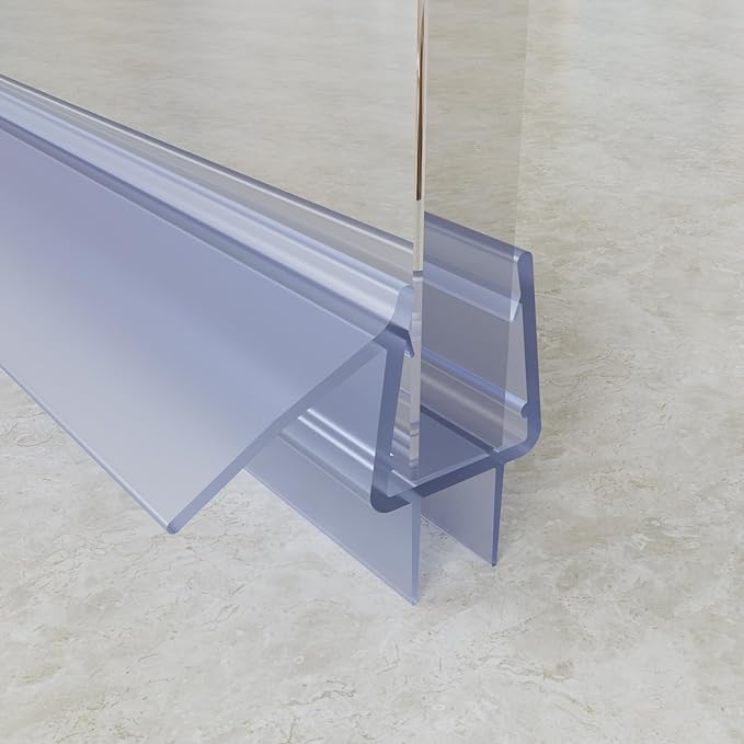 Frameless Shower Door Bottom Seal, 36" Long Shower Door Sweep for 5/16" (8mm) Glass, Clear Vinyl with Drip Rail – Prevent Leaks & Create a Waterproof Barrier