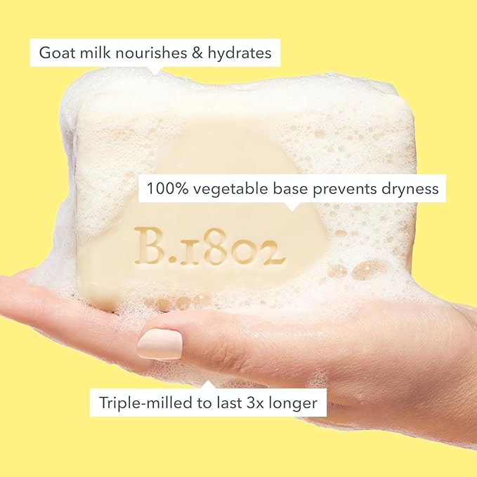 Beekman 1802 Goat Milk Body Soap Bar, Lavender - Scented - 9 oz - Nourishes, Moisturizes & Hydrates - 100% Vegetable Soap with Lactic Acid - Good for Sensitive Skin - Cruelty Free