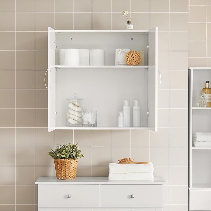 Haotian Wall Cabinet Laundry Room, Medicine Cabinet for Bathroom Kitchen Garage, Wall Storage Cabinet with Adjustable Shelf, White FRG231-W
