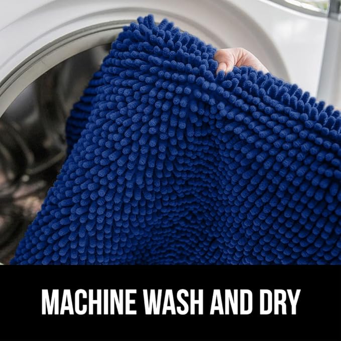 GORILLA GRIP Bath Rug Mat 60x24, Thick Soft Absorbent Chenille, Quick Dry Microfiber Mats, Rubber Backing Machine Washable Shower Floor Rugs, Bathmat Runner, Bathroom Home Decor Accessories Royal Blue