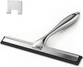 12-Inch All-Purpose Shower Squeegee for Shower Doors, Tile Shower Walls, Bathroom, Window, Glass and Car Windshield, Mirrors and Kitchen-Stainless Steel, Silver