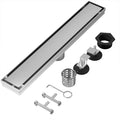 Linear Shower Drain, 304 Stainless Steel with Adjustable Leveling Feet, Hair Strainer,Reversely Install Place to Create an Invisible Floor Drain - Silver -18-Inch