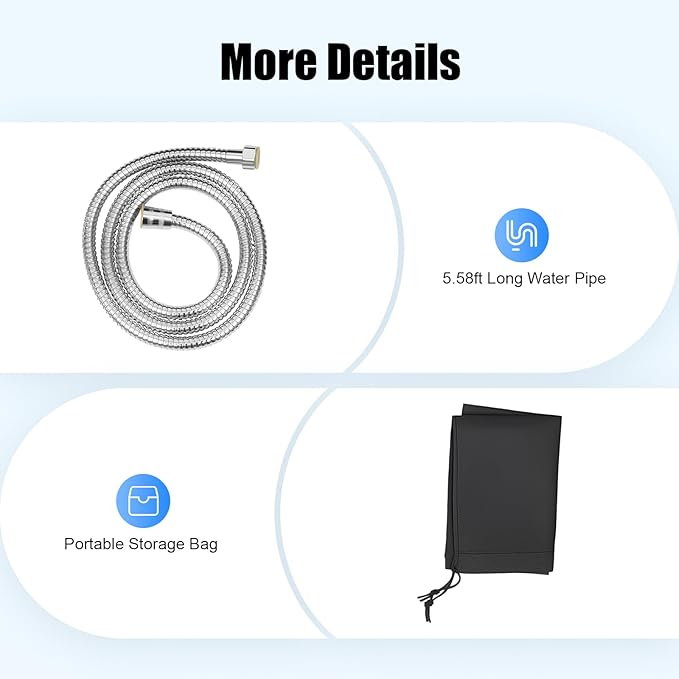 Self-Pressurized Water Tank for Camping Showers 30L, Roof Rack Mount Road Shower with Hose & Shower Head, Vehicle Water Storage for Car, SUV, RV, Beach, and Off-Road Adventures