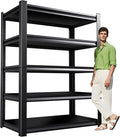 Garage Shelving,Heavy Duty Garage Storage Shelves,Metal Shelving Unit,5 Tier Adjustable Steel Utility Shelf,Use for Basement,Warehouse, Pantry Closet,Black (Steel-72 H*45.7" W*19.7" D)