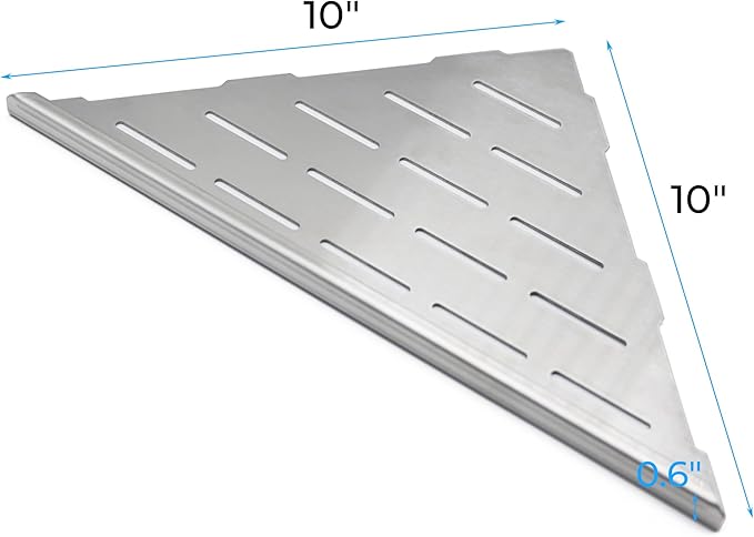 FerdY 2-Pack 10" Brushed Nickel Recessed Corner Shower Shelf, for Tiled Bathroom Walls, 304 Stainless Steel Floating Shelf, Shower Caddy Storage Shelves, No Drilling Required, Striped Triangle