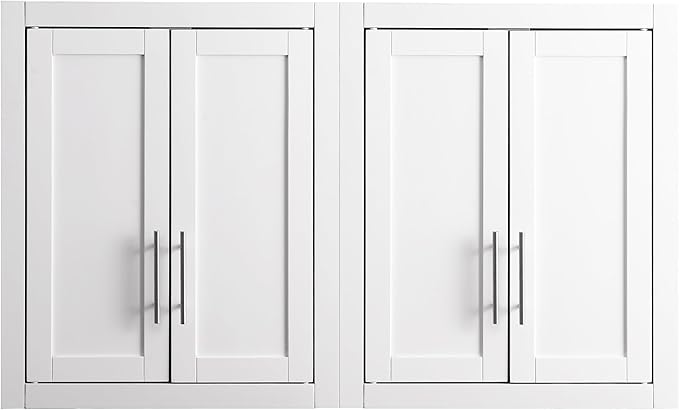 Crosley Furniture Savannah 2-Piece Wall Kitchen Storage Cabinet, Cabinets for Laundry, Bathroom, White