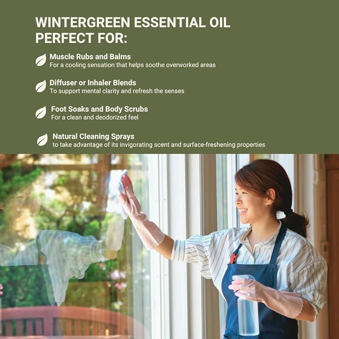 Wintergreen Essential Oil - Direct from Bio-Young Aromas China - Steam Distilled - Aceite de Gaulteria for Aromatherapy, Massage, Diffuser, DIY Candle and Soap Making - 22lbs