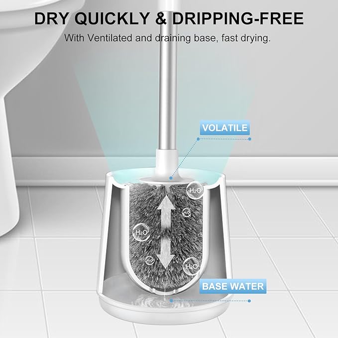 SetSail Toilet Brush 4 Pack Toilet Bowl Brush and Holder Toilet Cleaner Brush with Nylon Bristles Ventilated Toilet Brushes for Bathroom with Holder for Toilet Scrubber Cleaning, Pure White