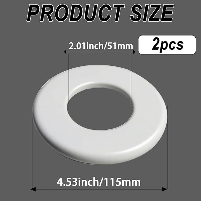 1 Pack Wall Split Flange for 2.01 Inch/51mm OD Pipe ABS Escutcheon Plate Self-Adhesive Round Plumbing Cover Plates for Water Pipe Faucet Decoration, White