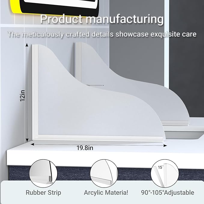 Shower Splash Guard Kit - Large Size Thickened Water Blocker with Extra-strong Adhesive for Walk-in Shower/Bathroom/Bathtub/Kitchen Sink - White Frosted/Matte Acrylic Plate Pack of 2(10"x12")