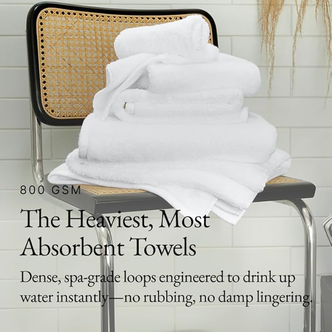 Italic Ultraplush 100% Australian Cotton Towels - Set of 2 Luxury Bath Towels, Quick Dry Plush and Absorbent, Heavy Duty Large Bath Towels, 800GSM Towels for Bathroom & Spa (White)