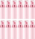 Lil Ray 2 Oz Empty Light Pink Foam Pump Bottle, Travel Foamer Soap Dispenser for Lash Shampoo, Hand Soap, Foaming Cleaner(Rose Red Pump, 12 PCS)