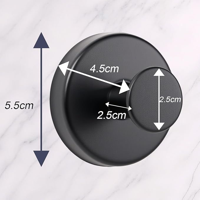 Suction Cup Hooks for Shower, Bathroom Hooks for Towels Stainless Steel Wall Hook for Hanging up to 6.5 lbs Hooks for Kitchen, Glass, Mirror (2Pcs Black)