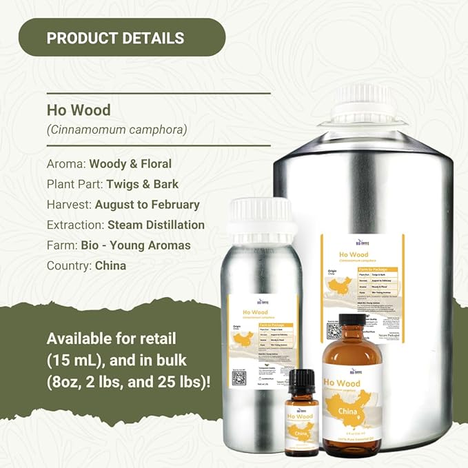 Ho Wood Essential Oil Direct from Malagassi - Ho Wood Essential Oil for Diffusers, Candle-Making, Soap-Making, Aromatherapy, for Skin and Hair (15 mL)
