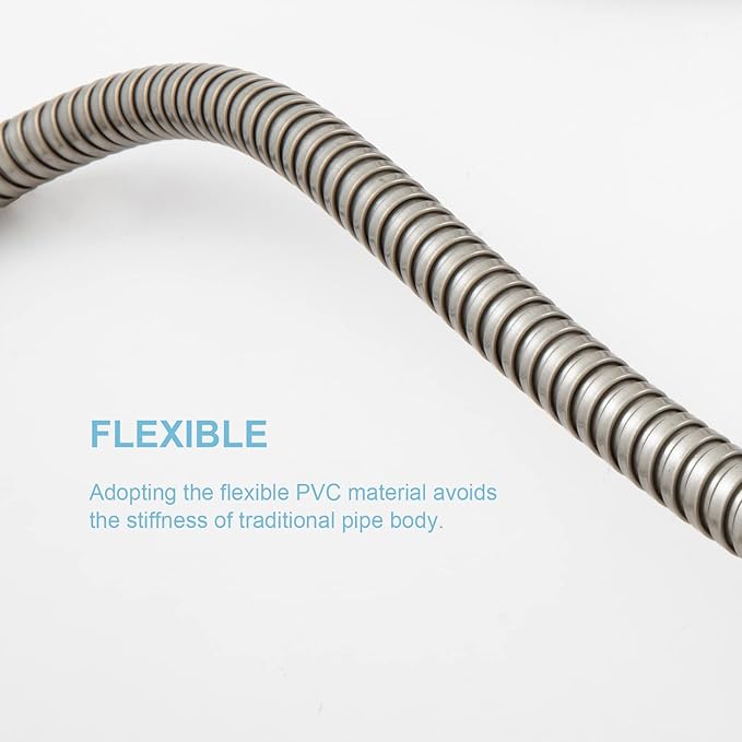 OFFO Shower Hose, Brushed Nickel 100 in Kink Free Stainless Steel Shower Hose Attachment Electroplating Handheld Shower Head Hose Flex Hoses Extension with Brass Insert & Nut for Pet Bathing Cleaning