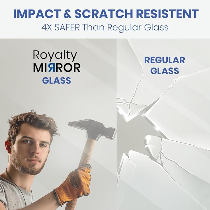 Royalty Fixed Shower Screen - 24" x 76" Frameless 3/8" Clear Tempered Glass Panel with Hardware - Easy Clean Smart Guard Coating - Minimalist Modern Design for Bathroom - Brushed Nickel
