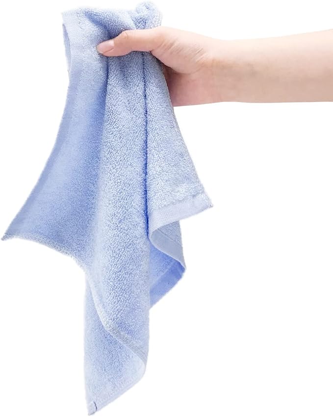 Washcloths 12 Pack 13" x 13" - Soft Wash Cloths for Your Face Towel, Wash Cloths for Your Body (White+Blue)