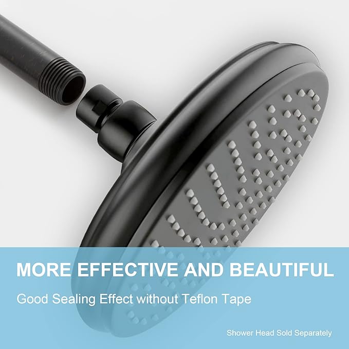 OFFO Shower Arm with Flange, 24 in Oil Rubbed Bronze Ceiling Mount Replacement Rain Shower Head Straight Arm Ceiling-Mounted For Fixed Shower Head & High Pressure Rain