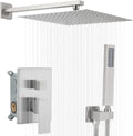 Shower Faucet Set 16 Inch Wall Mount Rain Shower System, All Metal Shower Fixtures - Brushed Nickel
